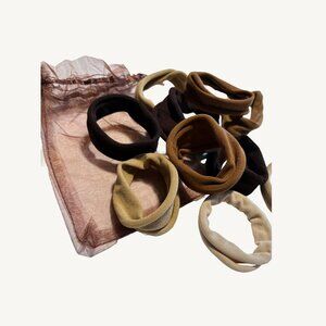 NEW 10 Hair Ties Comfortable Non-Pinch Brown Bundle